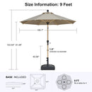 PURPLE LEAF Wood Pattern Tilting Patio Table Umbrella with Base, Outdoor Market Umbrella