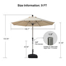 PURPLE LEAF Hailar Tilting Market Umbrella with Base Premium Outdoor Table Umbrella