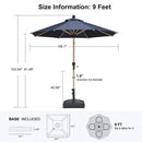 PURPLE LEAF Wood Pattern Tilting Patio Table Umbrella with Base, Outdoor Market Umbrella