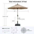 PURPLE LEAF Wood Pattern Tilting Patio Table Umbrella with Base, Outdoor Market Umbrella