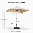 PURPLE LEAF Porch Table Umbrella with Crank and Tilt, Market Patio Umbrella