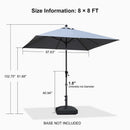 PURPLE LEAF Porch Table Umbrella with Crank and Tilt, Market Patio Umbrella
