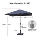PURPLE LEAF Hailar Tilting Market Umbrella with Base Premium Outdoor Table Umbrella