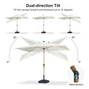 PURPLE LEAF Wood Pattern Tilting Patio Table Umbrella with Base, Outdoor Market Umbrella