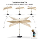 PURPLE LEAF Wood Pattern Tilting Patio Table Umbrella with Base, Outdoor Market Umbrella