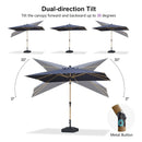PURPLE LEAF Wood Pattern Tilting Patio Table Umbrella with Base, Outdoor Market Umbrella
