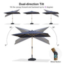 PURPLE LEAF Patio Market Umbrella Aluminum Outdoor Table Umbrella with Wood Color