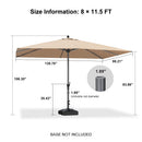 PURPLE LEAF Aluminum Patio Table Umbrella Heavy Duty Market Umbrella with Base