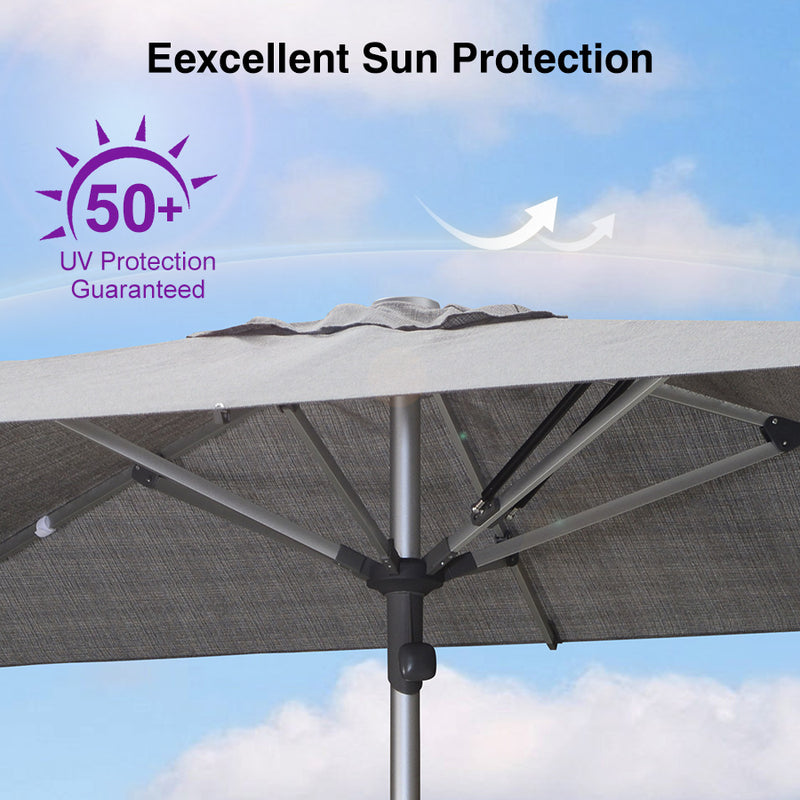 PURPLE LEAF 2/4/6 Set Semi-Auto Patio Table Umbrellas with Base for Outdoor Commercial