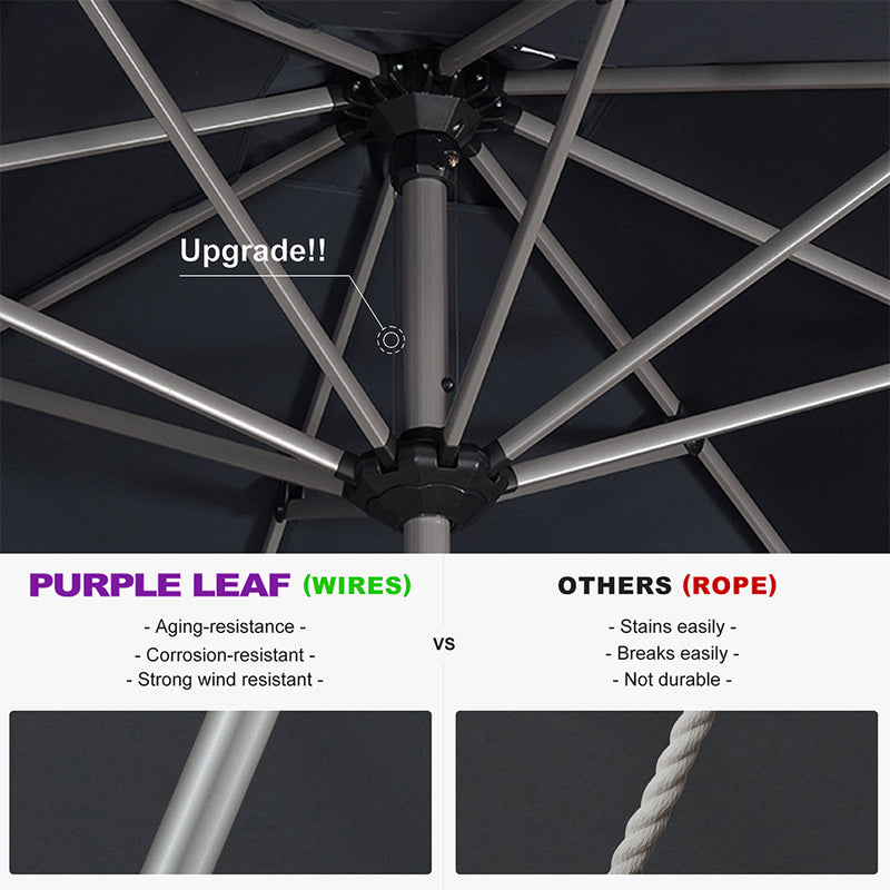 PURPLE LEAF Hailar Deluxe Aluminum Market Umbrella, Outdoor Table Umbrella for Patio, Porch