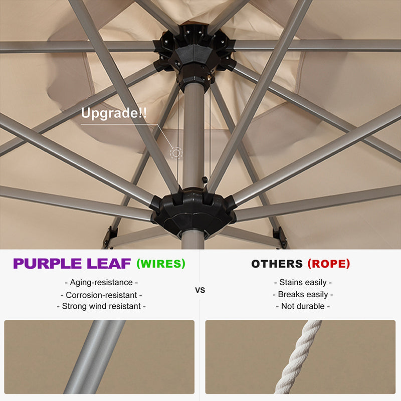PURPLE LEAF Hailar Deluxe Aluminum Market Umbrella, Outdoor Table Umbrella for Patio, Porch
