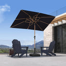PURPLE LEAF Patio Market Umbrella Aluminum Outdoor Table Umbrella with Wood Color