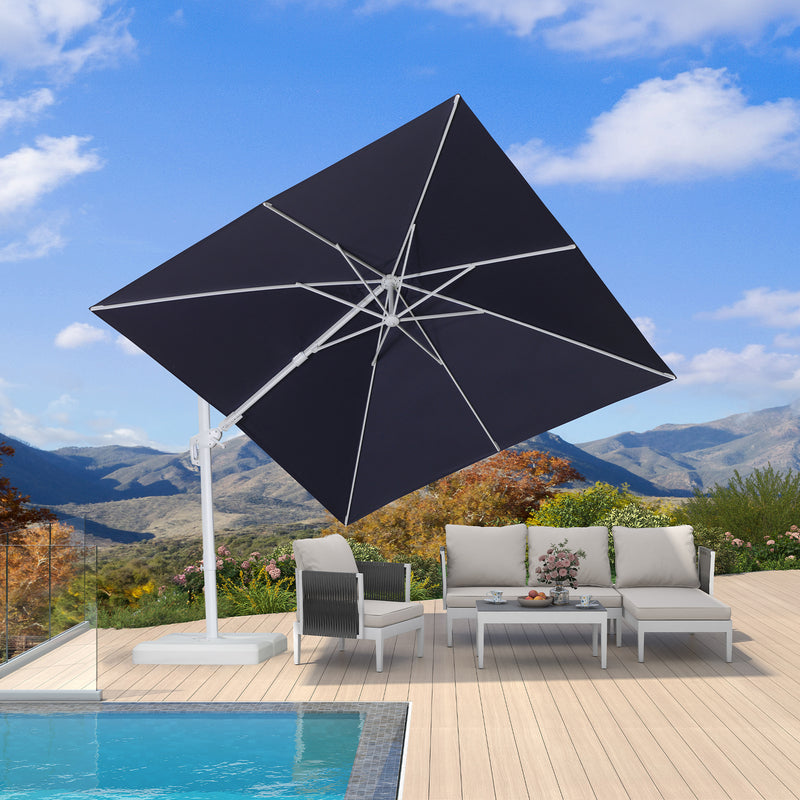 PURPLE LEAF Best White Patio Rotating Umbrella Swivel Outdoor Umbrellas