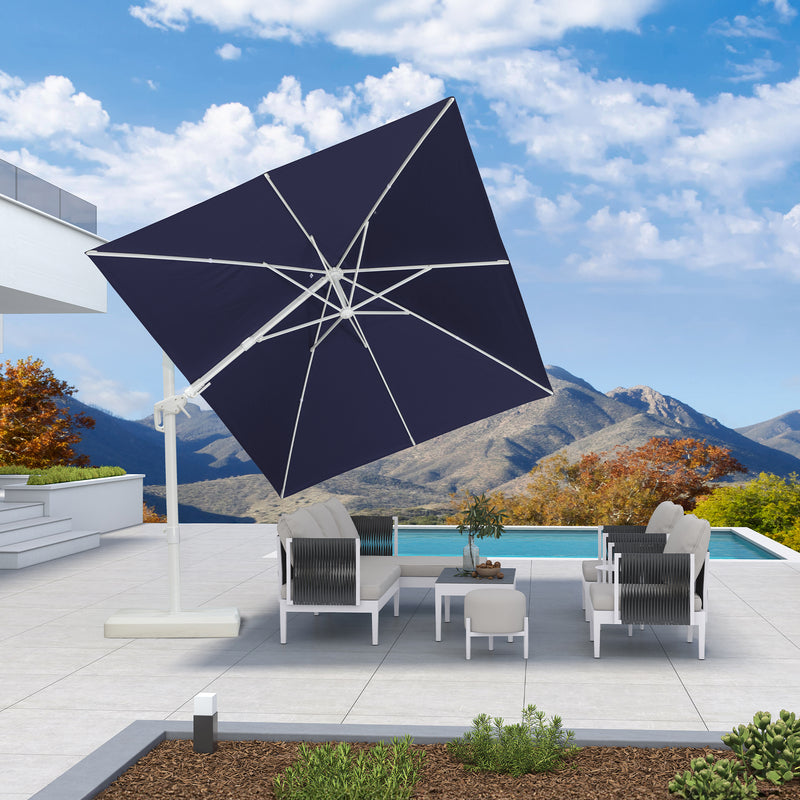 PURPLE LEAF Best White Patio Rotating Umbrella Swivel Outdoor Umbrellas