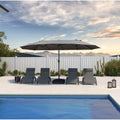 PURPLE LEAF Table Umbrella Double Sided Rectangular Patio Market Umbrella with Base