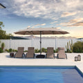 PURPLE LEAF Table Umbrella Double Sided Rectangular Patio Market Umbrella with Base