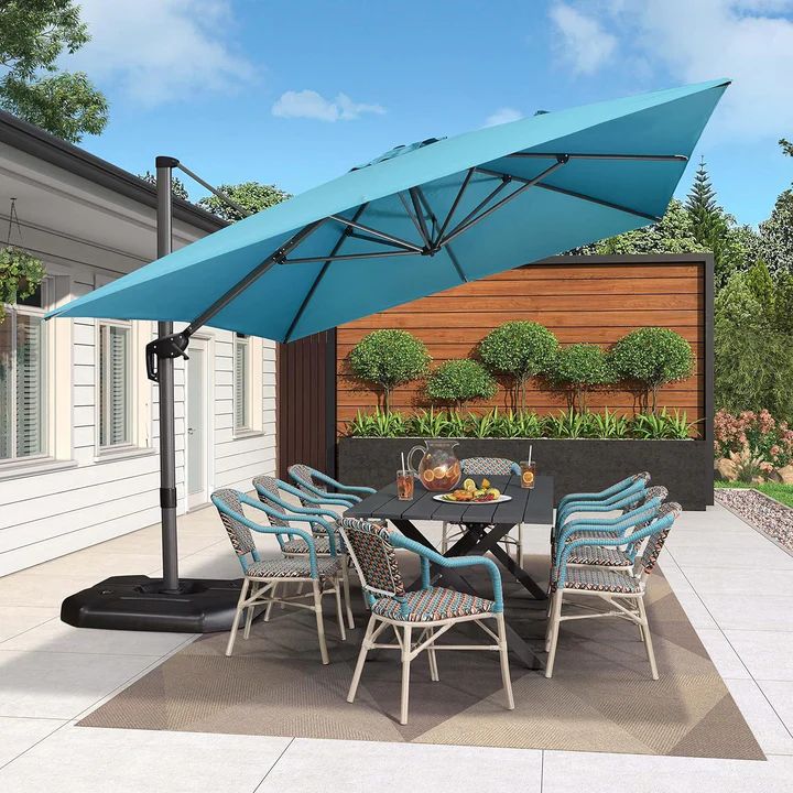 PURPLE LEAF Affordable Patio Umbrella with Base, Square and Rectangular Outdoor Umbrella