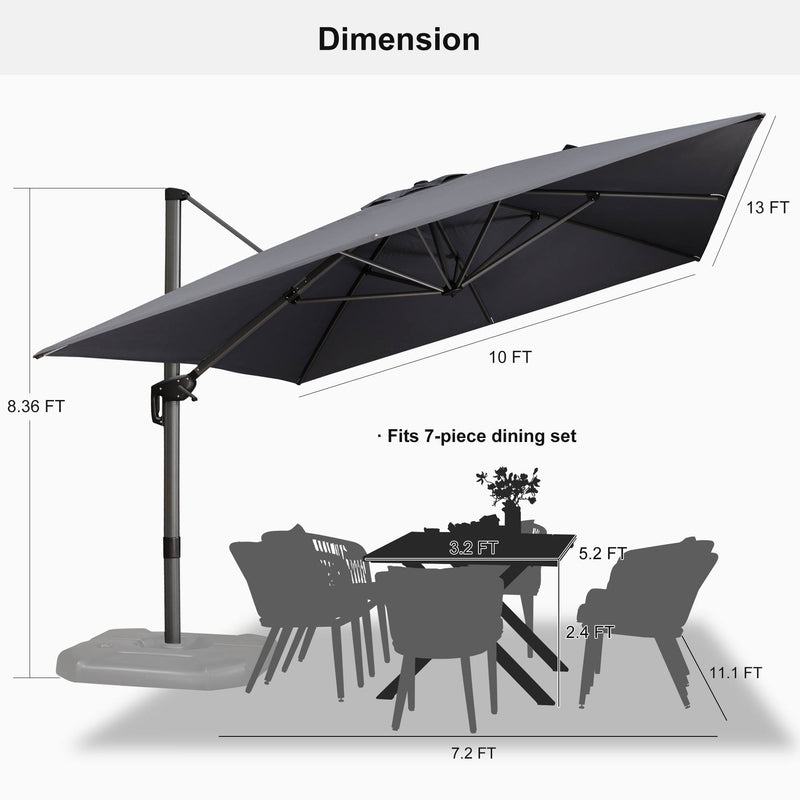 PURPLE LEAF Affordable Patio Umbrella with Base, Square and Rectangular Outdoor Umbrella