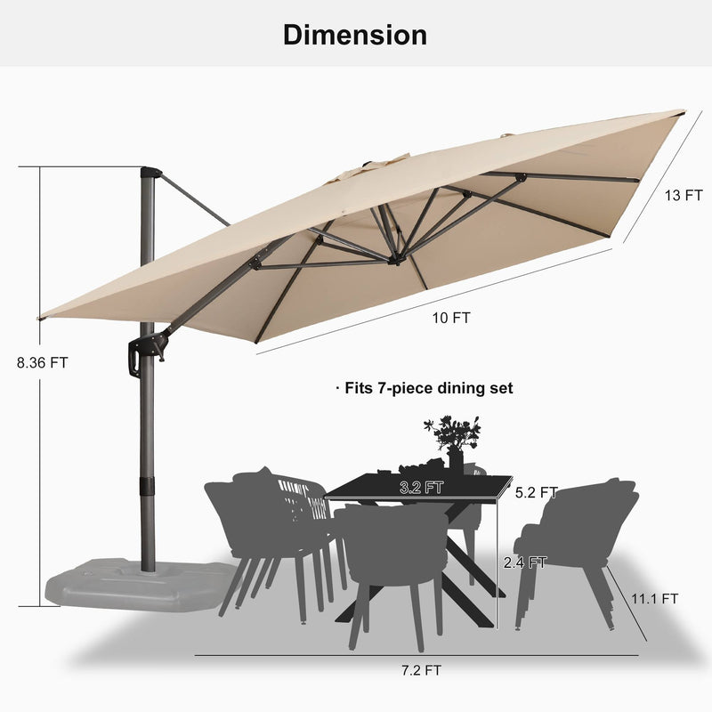 PURPLE LEAF Affordable Patio Umbrella with Base, Square and Rectangular Outdoor Umbrella