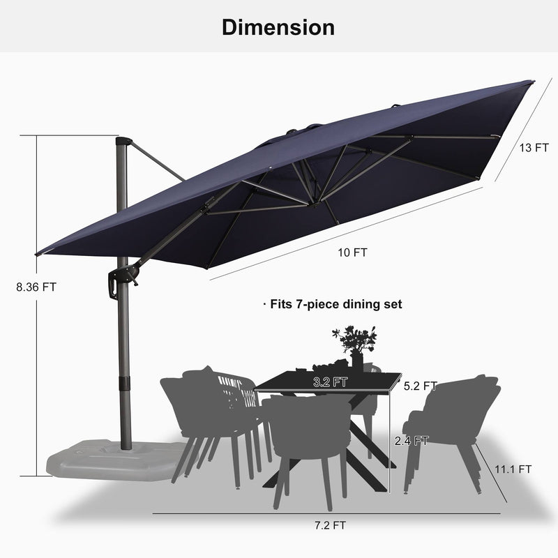 PURPLE LEAF Affordable Patio Umbrella with Base, Square and Rectangular Outdoor Umbrella
