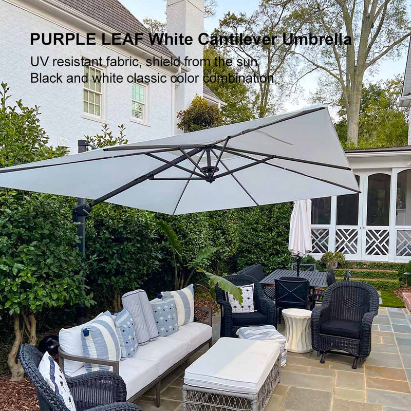 PURPLE LEAF Economical Square Outdoor Patio Umbrella Rectangle Cantilever Umbrella