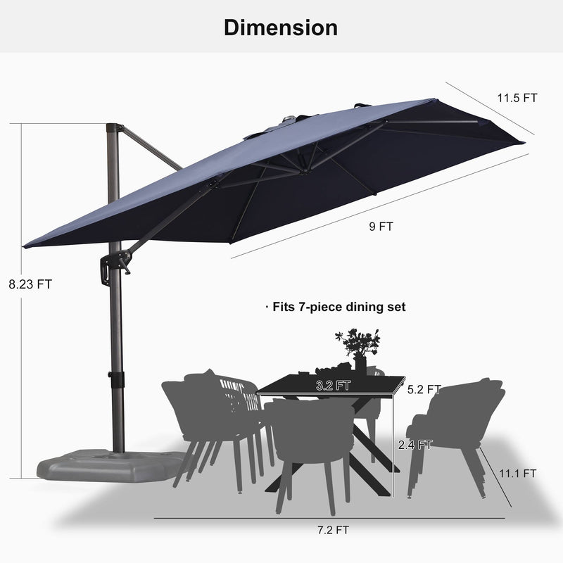 PURPLE LEAF Affordable Patio Umbrella with Base, Square and Rectangular Outdoor Umbrella