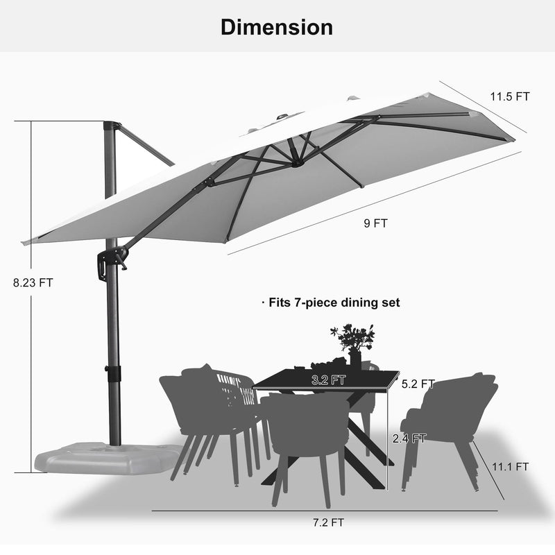 PURPLE LEAF Affordable Patio Umbrella with Base, Square and Rectangular Outdoor Umbrella
