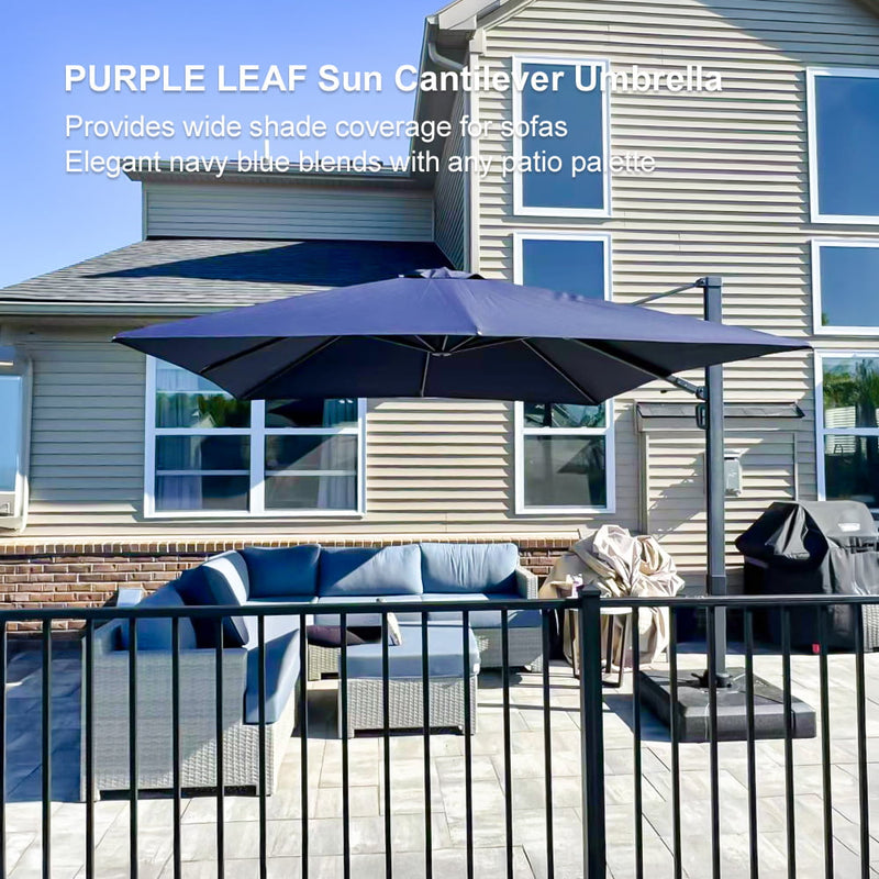 PURPLE LEAF Outdoor Sun Heavy Duty Cantilever Umbrella for Patio, Porch, Beach