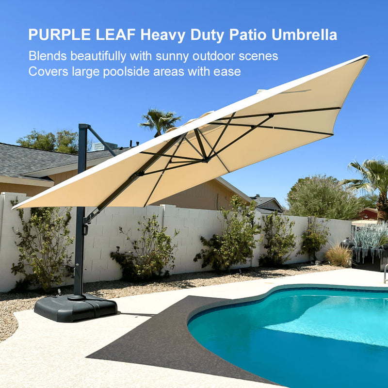 PURPLE LEAF Outdoor Sun Heavy Duty Cantilever Umbrella for Patio, Porch, Beach