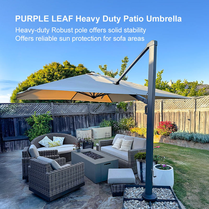 PURPLE LEAF Outdoor Sun Heavy Duty Cantilever Umbrella for Patio, Porch, Beach