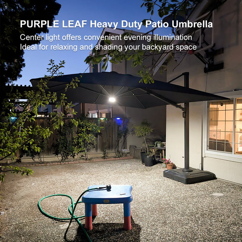 PURPLE LEAF Outdoor Sun Heavy Duty Cantilever Umbrella for Patio, Porch, Beach