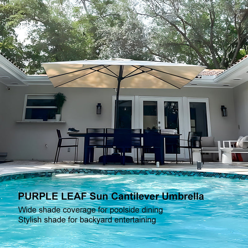 PURPLE LEAF Outdoor Sun Heavy Duty Cantilever Umbrella for Patio, Porch, Beach