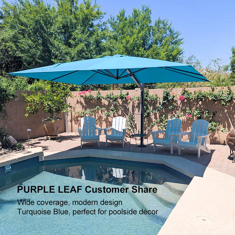 PURPLE LEAF Outdoor Sun Heavy Duty Cantilever Umbrella for Patio, Porch, Beach