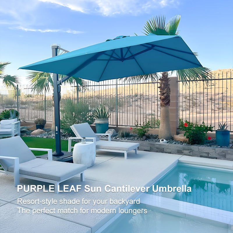 PURPLE LEAF Outdoor Sun Heavy Duty Cantilever Umbrella for Patio, Porch, Beach