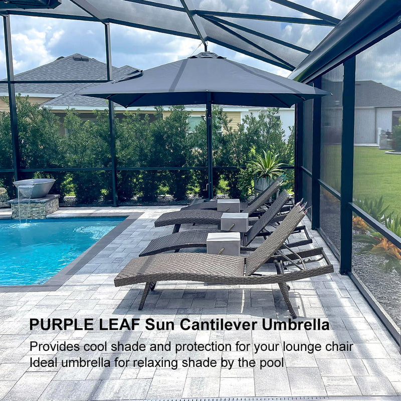 PURPLE LEAF Outdoor Sun Heavy Duty Cantilever Umbrella for Patio, Porch, Beach