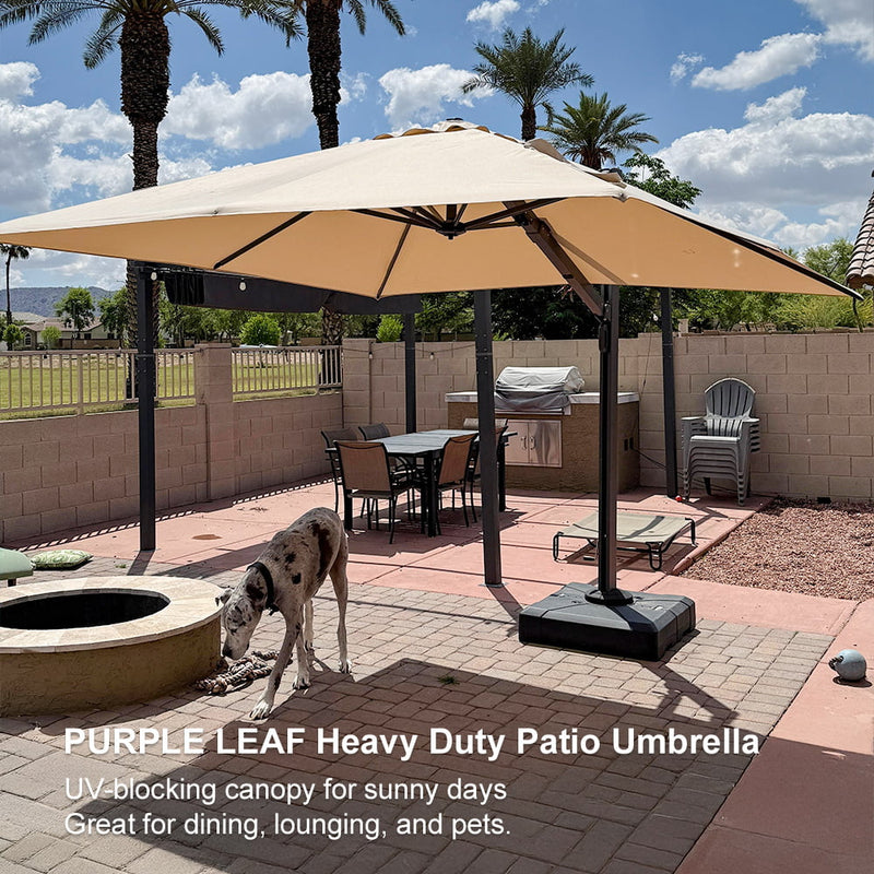 PURPLE LEAF Outdoor Sun Heavy Duty Cantilever Umbrella for Patio, Porch, Beach
