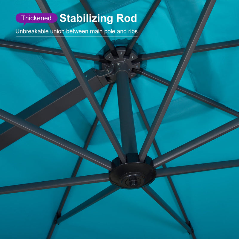 PURPLE LEAF Outdoor Sun Heavy Duty Cantilever Umbrella for Patio, Porch, Beach