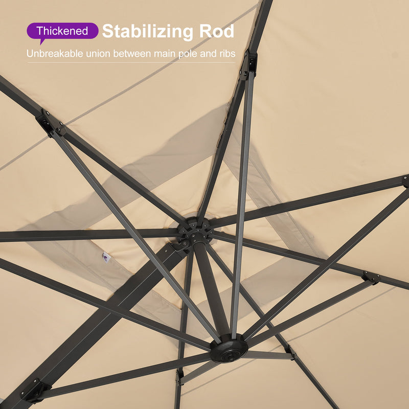 PURPLE LEAF Outdoor Sun Heavy Duty Cantilever Umbrella for Patio, Porch, Beach