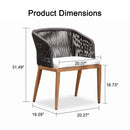 PURPLE LEAF 2 Pieces Outdoor Dining Chair All-Weather Wicker Aluminum Frame Patio Dining Chair for Lawn Garden Backyard Deck with Cushion Brown Armchair