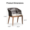 PURPLE LEAF 2 Pieces Outdoor Dining Chair All-Weather Wicker Aluminum Frame Patio Dining Chair for Lawn Garden Backyard Deck with Cushion Brown Armchair