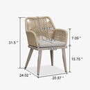PURPLE LEAF Outdoor Dining Chair Set of 2 All-Weather Rattan Modern Dining Chair with Aluminum Frame for Kitchen Backyard Deck