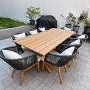 PURPLE LEAF Teak Patio Dining Set with Cushions and Pillow All-Weather Wicker Patio Table Set for Garden, Deck, and Yard