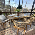 PURPLE LEAF Modern Outdoor Dining Table with 6/8/10 Seats, All-Weather Aluminum Table and Rattan Chairs with Cushions, Champagne