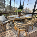 PURPLE LEAF Modern Outdoor Dining Table with 6/8/10 Seats, All-Weather Aluminum Table and Rattan Chairs with Cushions, Champagne