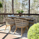 PURPLE LEAF Modern Outdoor Dining Table with 6/8/10 Seats, All-Weather Aluminum Table and Rattan Chairs with Cushions, Champagne