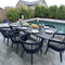 PURPLE LEAF Outdoor Dining Table Set All-Weather Aluminum with Wood Grain Table and Rope Woven Chairs Includes Backyard Patio Cushions