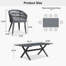 PURPLE LEAF Modern Outdoor Dining Table with 6/8/10 Seats, All-Weather Aluminum Table and Rattan Chairs with Cushions, Champagne