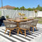 PURPLE LEAF Outdoor Dining Table Set All-Weather Aluminum with Wood Grain Table and Rope Woven Chairs Includes Backyard Patio Cushions