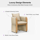 PURPLE LEAF Outdoor Dining Set with Blended Olefin Cushion Aluminum Luxury Patio Furniture Dining Set All Weather Wicker Dining Sets for Backyard Deck, Teak