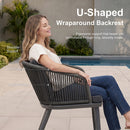 PURPLE LEAF Patio Dining Sets with Aluminum Frame Table & Handwoven Wicker Chairs Grey